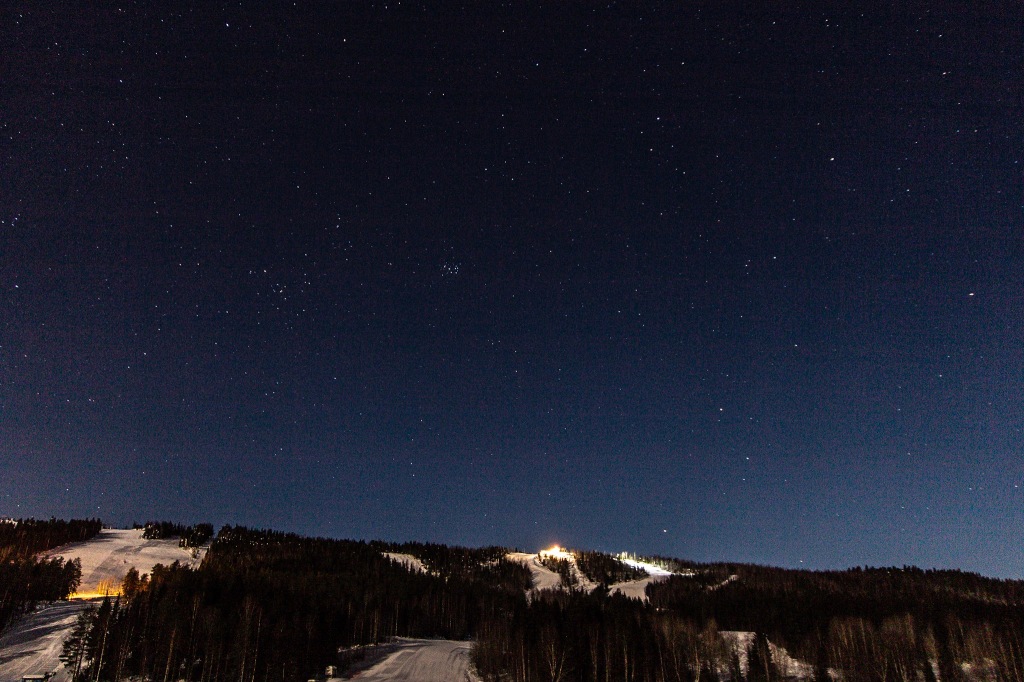 The Pleiades star cluster above Tahko Ski Center